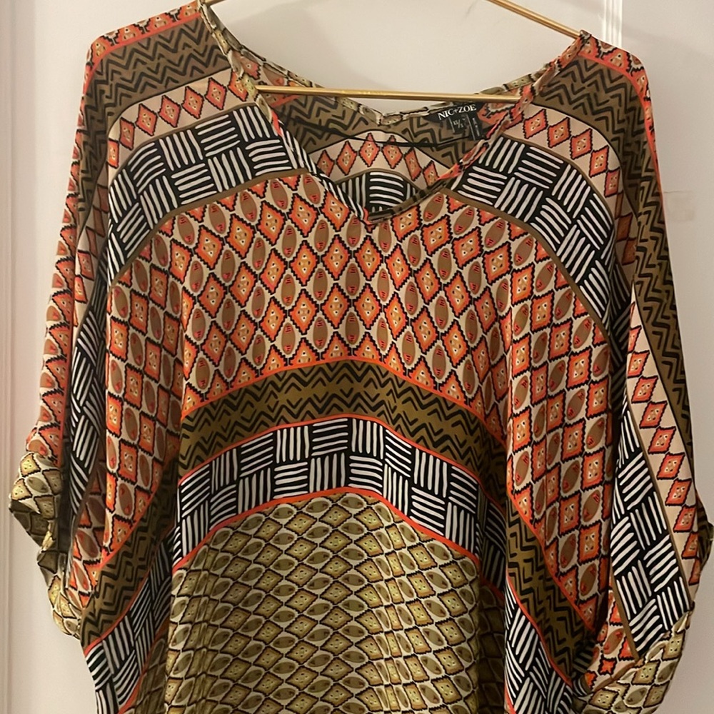 NIC+ZOE Multicolor Geometric Top